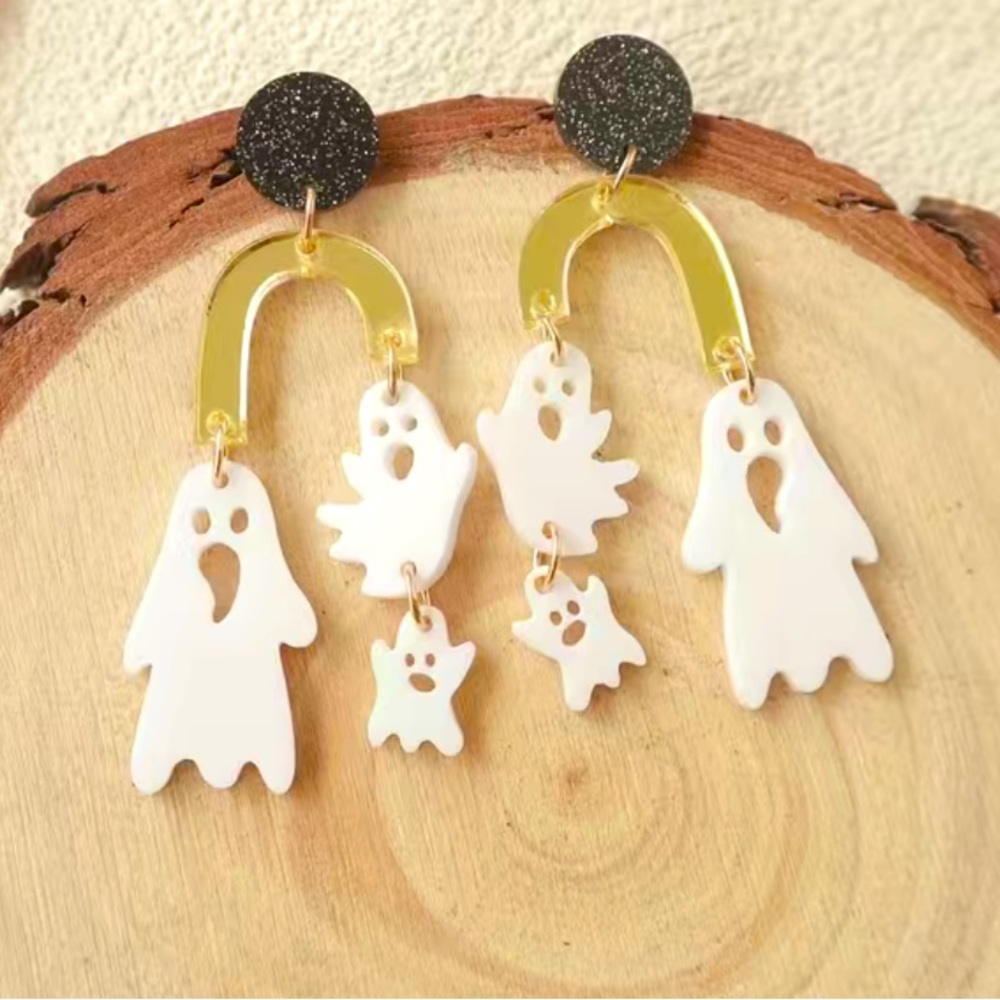Halloween Dangling Ghost Family Earrings Haunt Boo